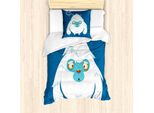 Abakuhaus Set Copripiumino Bigfoot Per Letti Singoli, Goofy Cartoon Monster, Antiacaro, Adatto A Chi Soffre Di Allergie, Con Federa, 135 Cm X 200 Cm - 80 X 80 Cm, Blu Cobalto-Blu Chiaro