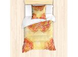 Set Copripiumino Abakuhaus Mandala Per Letti Singoli, Patchwork Fiori E Foglie, Antiacaro E Anallergico, Con Federa, 135 Cm X 200 Cm - 80 X 80 Cm, Giallo Pallido Multicolore