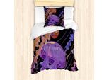 Abakuhaus Set Copripiumino Per Letto Singolo, Estratto Dall'oceano Artificiale, Antiacaro, Adatto A Chi Soffre Di Allergie, Con Federa, 135 Cm X 200 Cm - 80 X 80 Cm, Burnt Sienna Violet