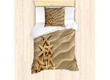 Abakuhaus Set Copripiumino Per Letti Singoli, Stella Marina Triangolare, Antiacaro, Adatto A Chi Soffre Di Allergie, Con Federa, 135 Cm X 200 Cm - 80 X 80 Cm, Marrone Sabbia Chiaro Cammello