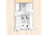 Abakuhaus Set Copripiumino Nerdy Per Letti Singoli, Ragazza Hipster Fugace Tablet, Antiacaro, Adatto A Chi Soffre Di Allergie, Con Federa, 135 Cm X 200 Cm - 80 X 80 Cm, Pale Mauve Coke Grey