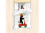 Abakuhaus Set Copripiumino Scottie Dog Per Letti Singoli, Scooter Ridding Puppy, Antiacaro, Adatto A Chi Soffre Di Allergie, Con Federa, 135 Cm X 200 Cm - 80 X 80 Cm, Multicolore