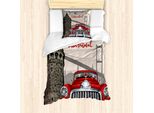Abakuhaus Istanbul Set Copripiumino Per Letti Singoli, Paesaggio Urbano Vintage, Antiacaro, Adatto A Chi Soffre Di Allergie, Con Federa, 135 Cm X 200 Cm - 80 X 80 Cm, Multicolore