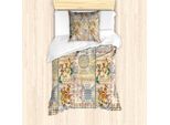Abakuhaus Set Copripiumino Per Letto Singolo, Motivo Floreale Etnico, Antiacaro E Anallergico Con Federa, 135 Cm X 200 Cm - 80 X 80 Cm, Avorio E Multicolore