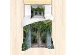 Abakuhaus Set Copripiumino Per Letti Singoli, Schmiede Floral Garden Gate, Antiacaro, Adatto A Chi Soffre Di Allergie, Con Federa, 135 Cm X 200 Cm - 80 X 80 Cm, Multicolore