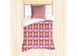 Abakuhaus Set Copripiumino Geometrico Per Letti Singoli, Griglia Colorata Psichedelica, Antiacaro, Adatto A Chi Soffre Di Allergie, Con Federa, 135 Cm X 200 Cm - 80 X 80 Cm, Multicolore