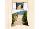 Set Copripiumino Abakuhaus Strand Pathway Per Letti Singoli, Sandy Peaceful Shore, Antiacaro, Adatto A Chi Soffre Di Allergie, Con Federa, 135 Cm X 200 Cm - 80 X 80 Cm, Multicolore