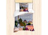 Abakuhaus Set Copripiumino Charleston Per Letti Singoli, Edifici Della Carolina Del Sud, Antiacaro, Adatto A Chi Soffre Di Allergie, Con Federa, 135 Cm X 200 Cm - 80 X 80 Cm, Multicolore