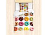Abakuhaus Set Copripiumino Per Letto Singolo, Deliziosi Donuts Colorati, Antiacaro E Anallergico Con Federa, 135 Cm X 200 Cm - 80 X 80 Cm, Multicolore