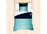 Abakuhaus Set Copripiumino Per Letto Singolo, Motivo Ornamentale Con Uccelli Astratti, Antiacaro E Anallergico, Con Federa, 135 Cm X 200 Cm - 80 X 80 Cm, Azzurro Pallido E Blu Notte
