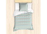 Abakuhaus Set Copripiumino Geometrico Per Letti Singoli, Pois E Righe In Tonalità Pastello, Antiacaro E Anallergico, Con Federa, 135 Cm X 200 Cm - 80 X 80 Cm, Corallo E Azzurro Pallido