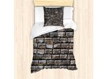 Abakuhaus Set Copripiumino Per Letto Singolo, Piastrelle Fuligginose, Antiacaro, Adatto A Chi Soffre Di Allergie, Con Federa, 135 Cm X 200 Cm - 80 X 80 Cm, Grigio Scuro Taupe