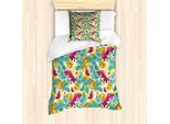 Abakuhaus Set Copripiumino Colorato Per Letti Singoli, Foglia Astratta Farfalla, Antiacaro, Adatto A Chi Soffre Di Allergie, Con Federa, 135 Cm X 200 Cm - 80 X 80 Cm, Multicolore