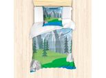 Abakuhaus Svizzera Set Copripiumino Per Letti Singoli, Cartoon Spring Scene, Antiacaro, Adatto A Chi Soffre Di Allergie, Con Federa, 135 Cm X 200 Cm - 80 X 80 Cm, Multicolore
