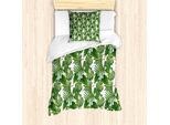 Abakuhaus Set Copripiumino Per Letto Singolo Insel-Party, Banana Gigante E Cocco, Antiacaro, Adatto A Chi Soffre Di Allergie, Con Federa, 135 Cm X 200 Cm - 80 X 80 Cm, Verde E Giallo