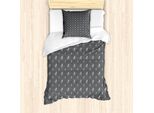 Abakuhaus Set Copripiumino Per Letti Singoli, Motivi Vegetali Semplici E Minimalisti, Antiacaro E Anallergico, Con Federa, 135 Cm X 200 Cm - 80 X 80 Cm, Grigio Antracite E Bianco