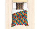 Abakuhaus Set Copripiumino Geometrico Per Letti Singoli, Ottagoni Con Quadrati, Antiacaro, Adatto A Chi Soffre Di Allergie, Con Federa, 135 Cm X 200 Cm - 80 X 80 Cm, Multicolore