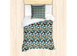 Abakuhaus Set Copripiumino Per Letto Singolo, Tema Spring Time Flies, Antiacaro, Adatto A Chi Soffre Di Allergie, Con Federa, 135 Cm X 200 Cm - 80 X 80 Cm, Blu Arancione