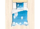 Abakuhaus Set Copripiumino Wolke Per Letti Singoli, Lanterna Che Galleggia Nel Cielo, Antiacaro Adatto A Chi Soffre Di Allergie Con Federa, 135 Cm X 200 Cm - 80 X 80 Cm, Azzurro, Bianco E Blu