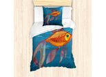 Abakuhaus Set Copripiumino Per Letto Singolo Goldfisch, Pesci Nell'acquario, Antiacaro, Adatto A Chi Soffre Di Allergie, Con Federa, 135 Cm X 200 Cm - 80 X 80 Cm, Arancione Vermiglio