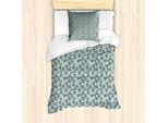 Abakuhaus Set Copripiumino Per Letti Singoli, Rami Ricci Di Fiori, Antiacaro, Adatto A Chi Soffre Di Allergie, Con Federa, 135 Cm X 200 Cm - 80 X 80 Cm, Blu Chiaro Marrone