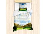 Abakuhaus Lake Forest Set Copripiumino Per Letti Singoli, Paesaggio Naturale Estivo, Antiacaro, Adatto A Chi Soffre Di Allergie, Con Federa, 135 Cm X 200 Cm - 80 X 80 Cm, Multicolore