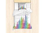 Set Copripiumino Abakuhaus Nyc Per Letti Singoli, Linea Creativa Skyline Hatch Art, Antiacaro, Adatto A Chi Soffre Di Allergie, Con Federa, 135 Cm X 200 Cm - 80 X 80 Cm, Multicolore