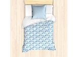 Abakuhaus Set Copripiumino Per Letto Singolo, Disegno Di Cime Montuose, Antiacaro, Adatto A Chi Soffre Di Allergie, Con Federa, 135 Cm X 200 Cm - 80 X 80 Cm, Blu Cobalto-Bianco