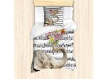 Set Copripiumino Abakuhaus Elefante, Grande Animale Con Cuore Fiorito Su Sfondo Musicale, 135 X 200 Cm + 80 X 80 Cm, Multicolore