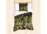 Abakuhaus Set Copripiumino Botanico Per Letti Singoli, Close Up Foglie Erbe, Antiacaro Adatto A Chi Soffre Di Allergie Con Federa, 135 Cm X 200 Cm - 80 X 80 Cm, Verde Chiaro Multicolore