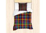 Abakuhaus Set Copripiumino Geometrico Per Letti Singoli, Linea Minimalist Checkered, Antiacaro E Anallergico Con Federa, 135 Cm X 200 Cm - 80 X 80 Cm, Multicolore