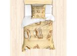 Abakuhaus Set Copripiumino Per Letto Singolo, Conchiglie Marine Shark Eye, Antiacaro, Adatto A Chi Soffre Di Allergie, Con Federa, 135 Cm X 200 Cm - 80 X 80 Cm, Sand Brown Caramel