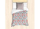 Abakuhaus Set Copripiumino Per Letto Singolo, Fette Di Anguria E Semi, Antiacaro, Adatto A Chi Soffre Di Allergie, Con Federa, 135 Cm X 200 Cm - 80 X 80 Cm, Corallo Azzurro Pallido