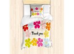Abakuhaus Grazie Set Copripiumino Per Letti Singoli, Fiori Colorati Semplici, Antiacaro, Adatto A Chi Soffre Di Allergie, Con Federa, 135 Cm X 200 Cm - 80 X 80 Cm, Multicolore