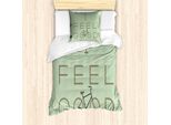 Abakuhaus Set Copripiumino Per Letto Singolo Con Proverbio, Parole Positive Bicicletta, Antiacaro Adatto A Chi Soffre Di Allergie Con Federa, 135 Cm X 200 Cm - 80 X 80 Cm, Verde Cocoa