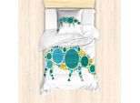 Abakuhaus Set Copripiumino Per Letti Singoli, Design Astratto Con Motivi Faunistici, Antiacaro, Adatto A Chi Soffre Di Allergie, Con Federa, 135 Cm X 200 Cm - 80 X 80 Cm, Multicolore