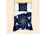 Abakuhaus Set Copripiumino Per Letto Singolo, Design Floreale Art Nouveau, Antiacaro E Anallergico, Con Federa, 135 Cm X 200 Cm - 80 X 80 Cm, Indaco Verde Chiaro