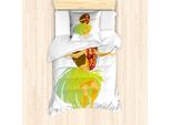 Abakuhaus Set Copripiumino Per Letto Singolo Hula Girl, Donna Sulla Spiaggia Aloha, Antiacaro, Adatto A Chi Soffre Di Allergie, Con Federa, 135 Cm X 200 Cm - 80 X 80 Cm, Multicolore