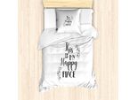 Abakuhaus Set Copripiumino Per Letto Singolo Con Proverbio, "Questo è Il Mio Posto Felice"", Antiacaro, Adatto A Chi Soffre Di Allergie, Con Federa, 135 Cm X 200 Cm - 80 X 80 Cm, Grigio Antracite E Bianco"