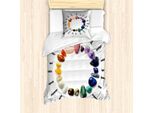 Abakuhaus Set Copripiumino Per Letti Singoli, Nomi Colorati, Antiacaro, Adatto A Chi Soffre Di Allergie, Con Federa, 135 Cm X 200 Cm - 80 X 80 Cm, Multicolore