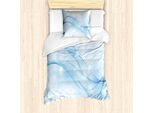 Abakuhaus Set Copripiumino Blu, Sfocatura Del Movimento, Linee A Vortice, Forme Rotonde Futuristiche, Curve Trasparenti, 135 X 200 Cm + 80 X 80 Cm, Azzurro E Blu