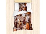 Abakuhaus Set Copripiumino Per Letti Singoli, Dolci Al Cioccolato, Antiacaro, Adatto A Chi Soffre Di Allergie, Con Federa, 135 Cm X 200 Cm - 80 X 80 Cm, Multicolore