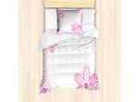 Abakuhaus Set Copripiumino Per Letto Singolo Da Bambina, Stile Femminile Con Motivi Floreali, Antiacaro E Anallergico, Con Federa, 135 Cm X 200 Cm - 80 X 80 Cm, Rosa Baby