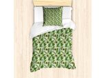 Abakuhaus Set Copripiumino Per Letti Singoli, Motivi Hawaiani In Verde, Antiacaro, Adatto A Chi Soffre Di Allergie, Con Federa, 135 Cm X 200 Cm - 80 X 80 Cm, Verde Crema Chiaro