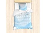 Abakuhaus Set Copripiumino Azzurro Per Letti Singoli, Stampa Con Effetto Ondulato Fluido, Antiacaro, Adatto A Chi Soffre Di Allergie, Con Federa, 135 Cm X 200 Cm - 80 X 80 Cm, Azzurro Pallido E Bianco
