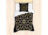 Set Copripiumino Abakuhaus Mandala Per Letti Singoli, Design Moderno E Astratto, Antiacaro E Anallergico, Con Federa, 135 Cm X 200 Cm - 80 X 80 Cm, Senape Nera