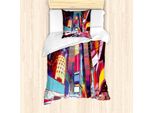 Abakuhaus Nyc Set Copripiumino Per Letti Singoli, Bunte Nacht Times Square, Antiacaro, Adatto A Chi Soffre Di Allergie, Con Federa, 135 Cm X 200 Cm - 80 X 80 Cm, Multicolore