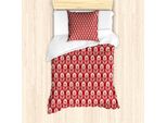 Abakuhaus Set Copripiumino Etnico Per Letti Singoli, Classico Intramontabile, Antiacaro E Anallergico Con Federa, 135 Cm X 200 Cm - 80 X 80 Cm, Vermiglio E Bianco
