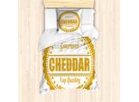 Abakuhaus Set Copripiumino Per Letto Singolo, Stampa Gourmet Cheddar, Antiacaro E Anallergico, Con Federa, 135 Cm X 200 Cm - 80 X 80 Cm, Giallo Scuro E Bianco