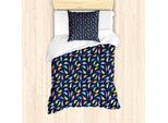 Abakuhaus Set Copripiumino Con Caricature Per Letti Singoli, Narvali Colorati, Antiacaro, Adatto A Chi Soffre Di Allergie, Con Federa, 135 Cm X 200 Cm - 80 X 80 Cm, Multicolore